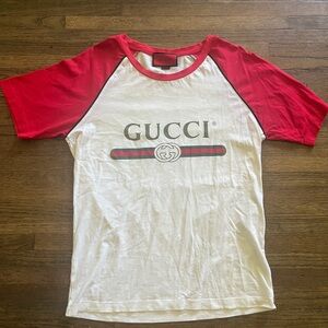 Gucci Red and White Logo Tee